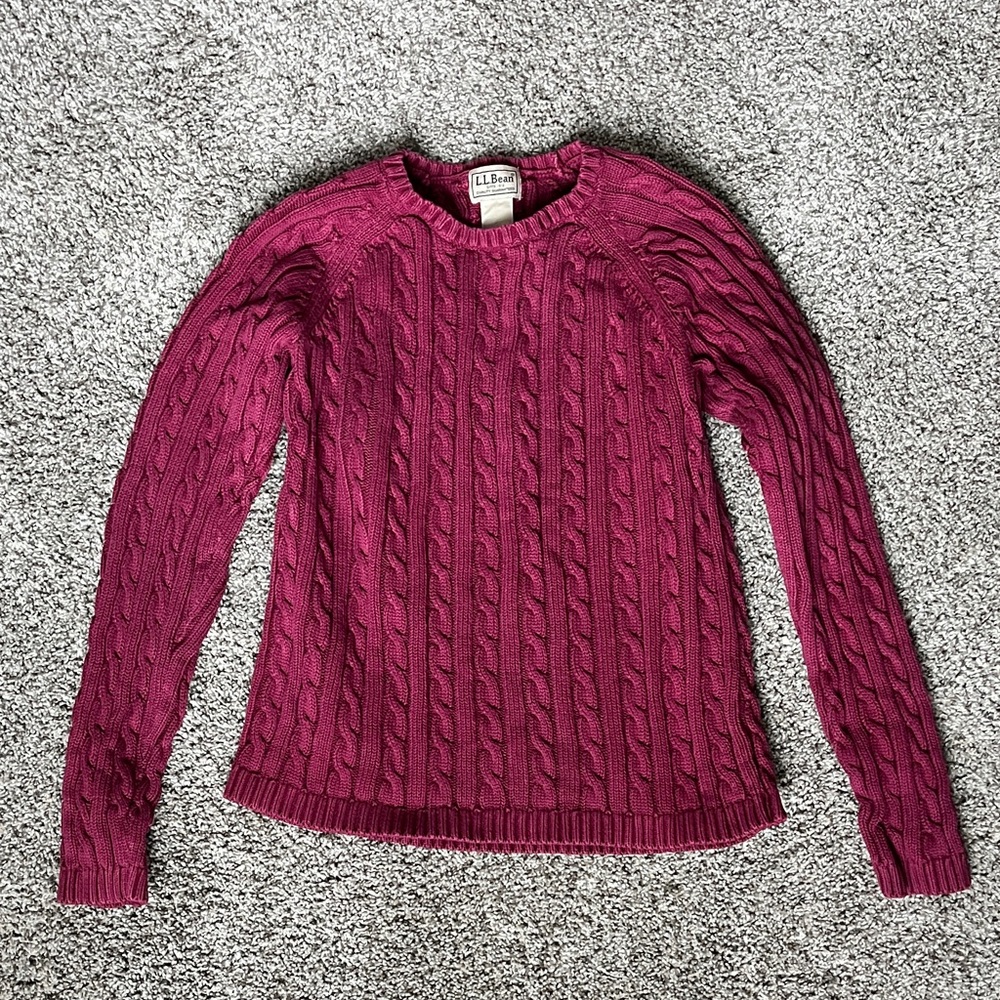 L.L. Bean Women's Cable Knit Sweater - Burgundy
